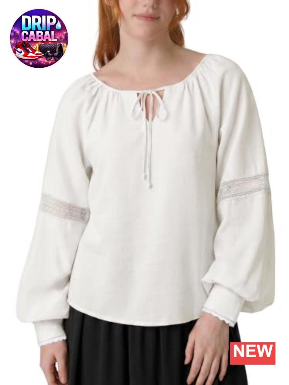 Peasant Blouse Long Sleeve Cotton Blend Boho Renaissance Top